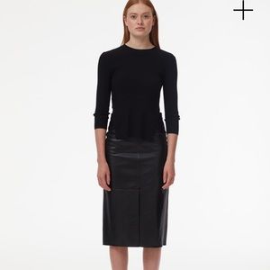 Tibi Tissue Leather Pencil Skirt